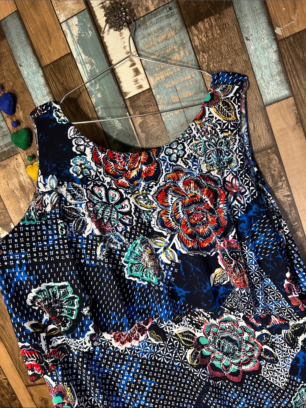 Rafaella Navy Floral & Multicolor Print Midi Dress - Picture 8 of 16